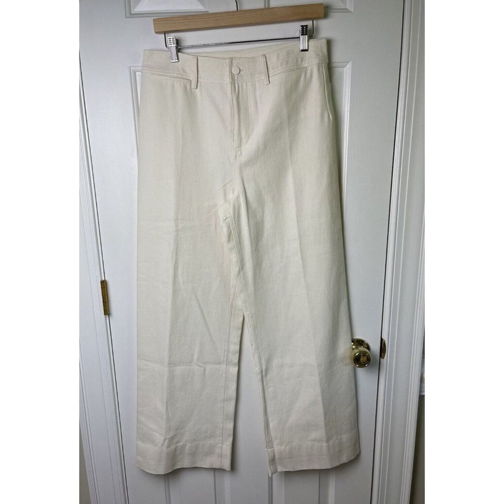 Marie Oliver‎ Wide Leg Trousers Woven Cotton Pants Womens Size 6 Cream